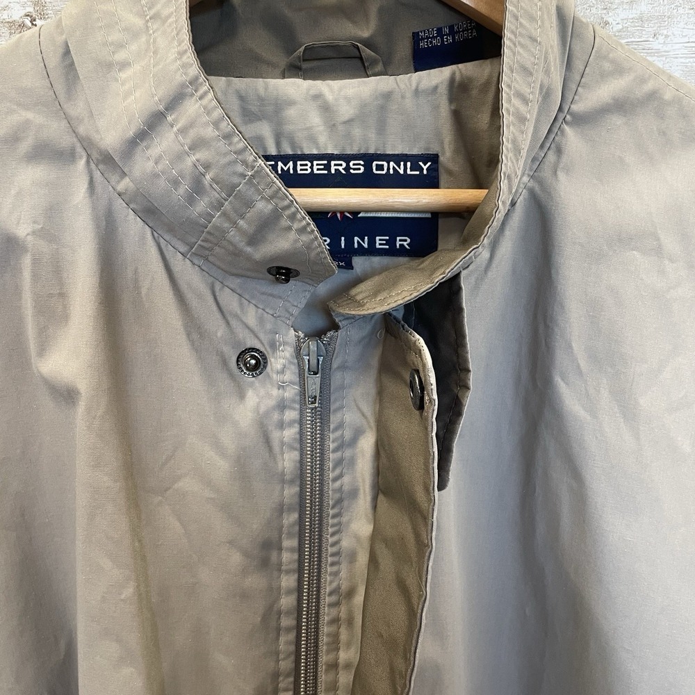 Vintage Members Only Mariner Mens 2X Jacket‎ Beige Full Zip Lined Windbreaker - Picture 12 of 16